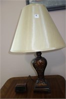 BRONZE STYLE TABLE LAMP W/SHADE - 26" H