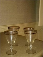 S/4 Crystal Glasses with silver trim