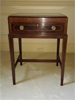 Set of 2 Matching End Tables with Mahogany Inlay