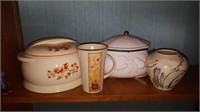 Covered Dishes, Mug & Handmade Vase