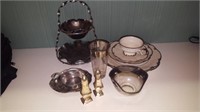 Bavarian China & Silver Toned Glassware