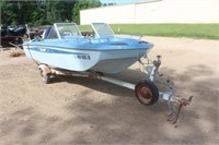 1980 TIDE CRAFT 15FT TRI-HULL BOAT, HAS EVINRUDE