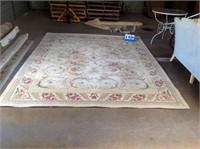 CREAM / ROSE COLORS AREA RUG-APPROX 9'8" X 7'9"