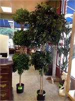 2 FAUX TREES-FICUS AND BOXWOOD BALL TOPIARY