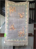 GRAY / PEACH CHINESE SILK FLORAL AREA RUG