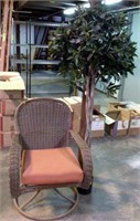 OUTDOOR ROCKING PATIO CHAIR AND FAUX TREE