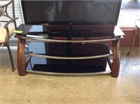 WOOD & GLASS TV STAND- 54'w X 17 1/2" D X 22" H