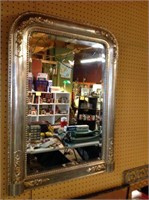 SILVER WITH GOLD ACCENTS BEVELED MIRROR 26" X 35"