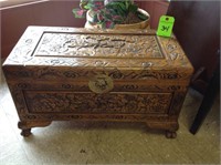 SMALL CARVED ORNATE TRUNK 28" x 14" x 15.5" H