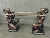 C.M. Clodion Pair of Bronze China Men with Rods
