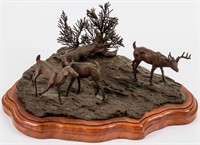 Art Bronze Sculpture Foraging Deer Dixon