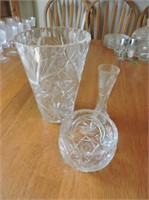 Pin wheel crystal vases & dish
