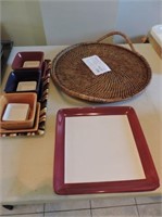 Selection of serving trays, Pampered Chef etc