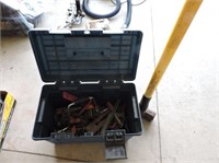 Tool box with contents & sledge hammer