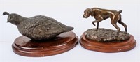 Art 2 Bronze Figurines "Ol Duke" & Gambel's Quail