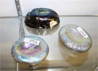 3 PC ART GLASS, INC. 2 ZEPHYR STYLE SOAP DISHES &