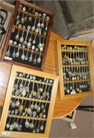 COLLECTION OF 90 SOUVENIR SPOONS IN 3 SHADOW
