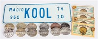 Ohio Chauffer Badges, KOOL Radio License Plate +