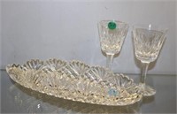 3 PC GLASS INC. 2 WATERFORD LISMORE GLASSES, CHIP