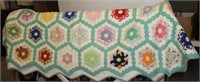 EARLY WELL-LOVED COUNTRY FLOWER QUILT