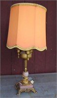 METAL 3 TORCH TABLE LAMP W/ PINK ACCENT