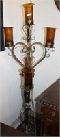 SPANISH ARTS & CRAFTS FLOOR LAMP W/ 5 HAND-BLOWN