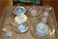 14 PC SET OF FLORAL PAINTED MARGARITA GLASSES