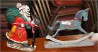 2 METAL DOORSTOPS, INC. ROCKING HORSE & SANTA