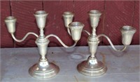 PR WEIGHTED TOWLE STERLING 3 LIGHT CANDLE STICKS