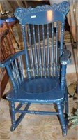 BLUE PAINTED PRESSED BACK ROCKING CHAIR