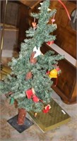 SMALL CHRISTMAS TREE W/ ORNAMENTS & BOX OF