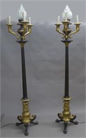 Pair Gilt Bronze and Iron Torchieres