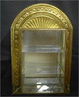 Embossed brass and Glass Wall Vitrine