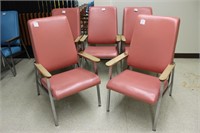 5 salmon colored  arm chairs by Simmons Company