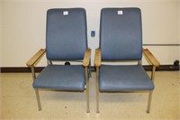 2 blue/gray arm chairs by Simmons