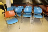 11 blue arm chairs