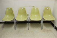 4 Herman Miller fiberglass chairs-yellow, vintage