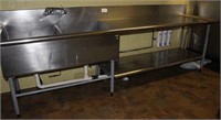 Stainless steel double sink with counter