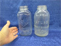 2 larger canning jars -ball & atlas -clear