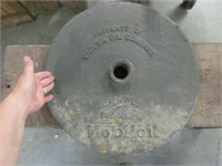 antique "mobiloil" iron base for gas sign -heavy