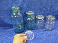 4 ball canning jars with glass/wire lids