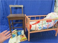 baby doll crib -smurf comforter -child's chair