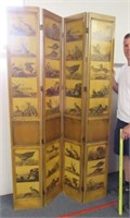vintage wooden folding screen (ducks & birds)