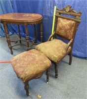 restore lot: victorian chair & stool - ant. table