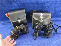 2 vintage binocular sets in cases
