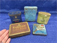 5 small antique advertising tins