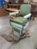 antique "koken" barber chair - green