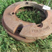 Pair of Minneapolis Moline wheel weights, 1 money