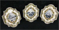 3 Monochromatic Hand Painted Delft Plaques