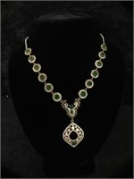 Emerald Necklace set in Sterling with White Topaz